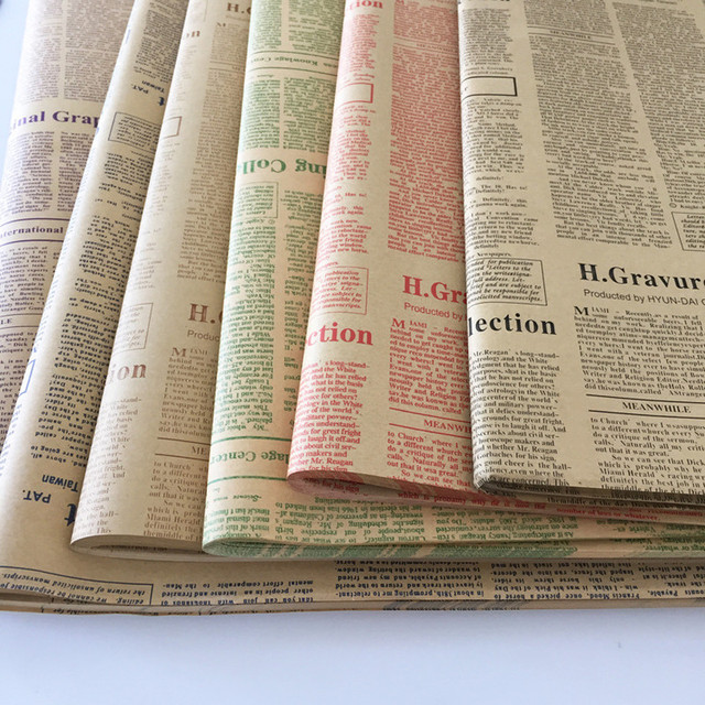 10pcs Gift Wrapping Paper Roll Vintage Newspaper Double Sided Gift Wrapping  Flower Shop Bouquet Packaging Paper
